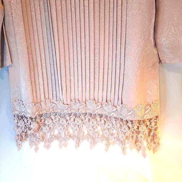 In The Mood Women's Skirt Set Pink Jacquard Tunic Top Micro-pleated Lace Midi 14 - Picture 10 of 16